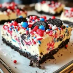 No Bake Fireworks Oreo Cheesecake Bars