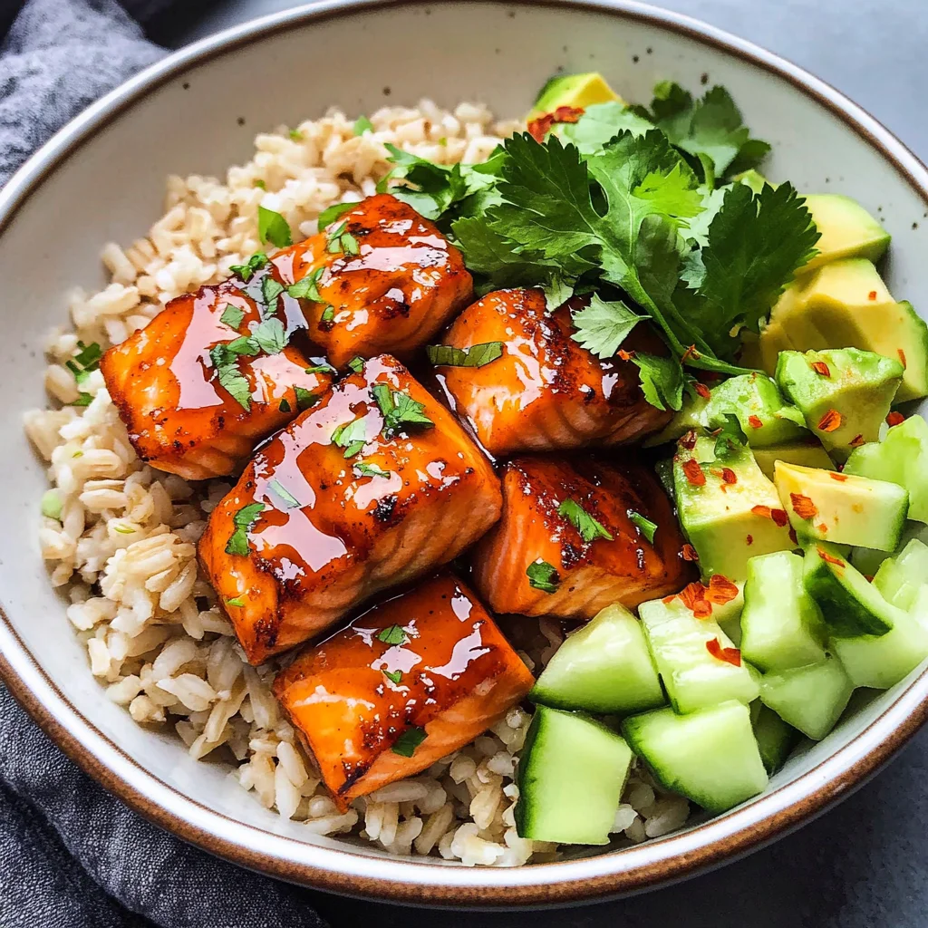 Honey Glazed Salmon Rice Bowls