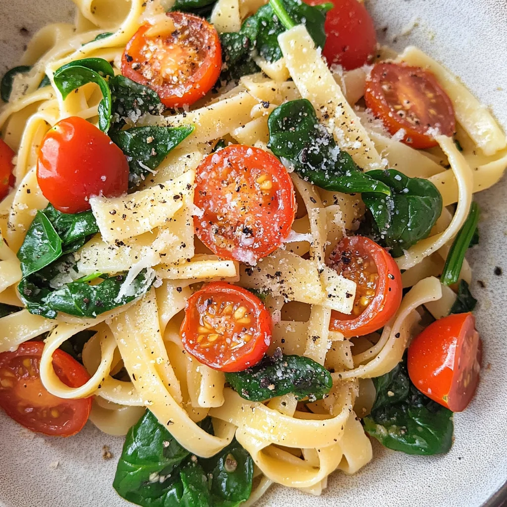 Pasta with Tomatoes and Spinach.