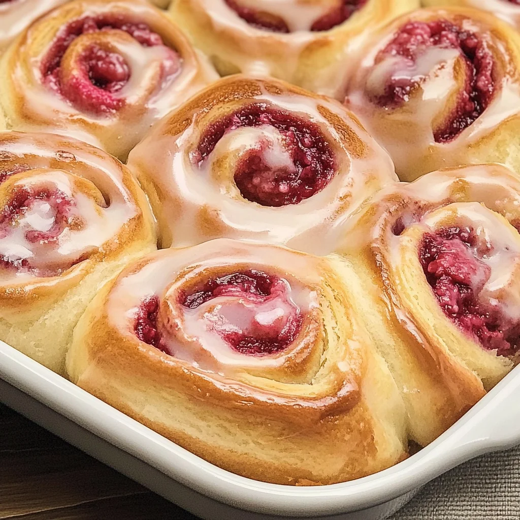 Raspberry Sweet Rolls with Lemon Glaze