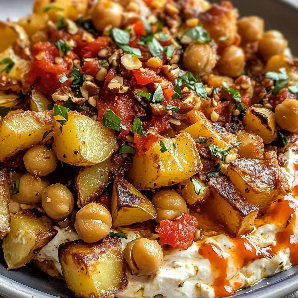 Red Pepper Feta Dip with Potatoes & Chickpeas