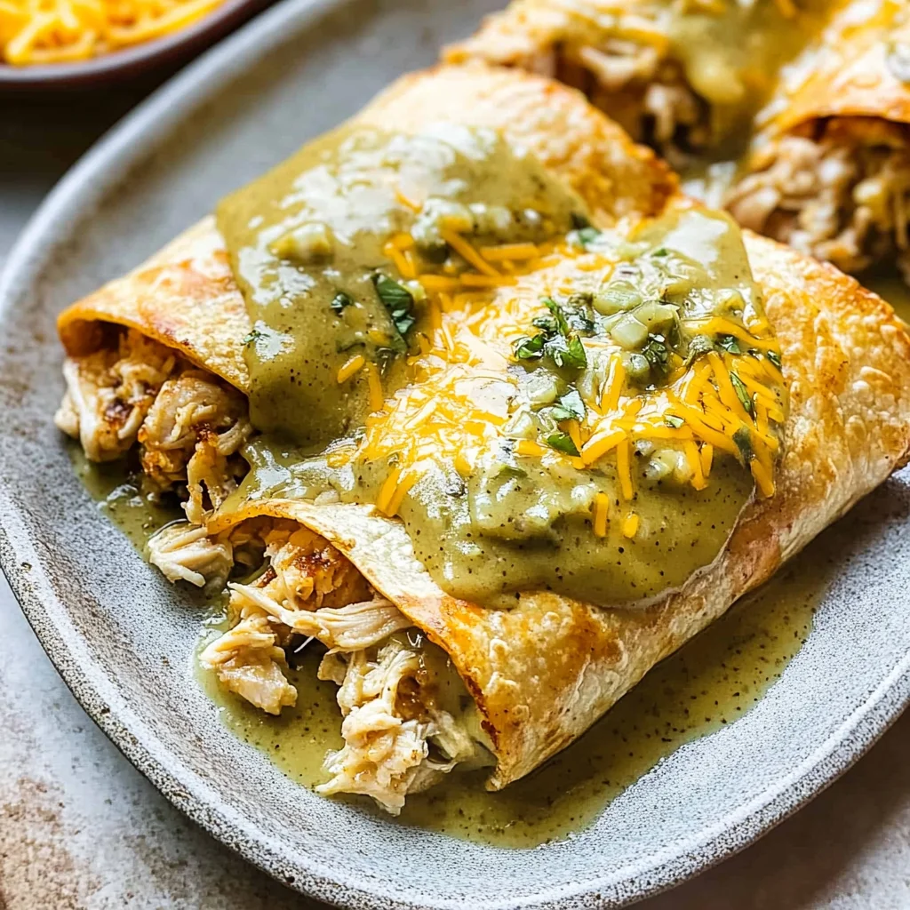 Smothered Green Chile Chicken Burritos