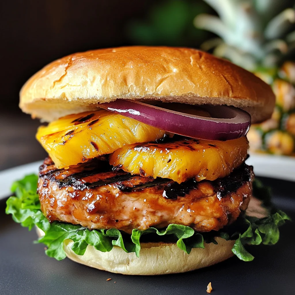 Teriyaki Burgers with Grilled Pineapple