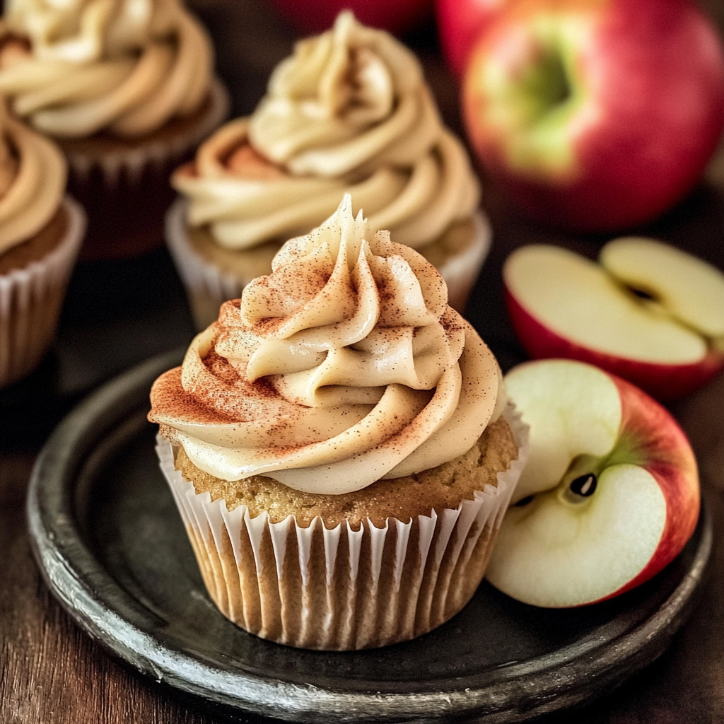Apple Cider Cupcakes with Spiced Buttercream Frosting (gluten-free, whole grain)