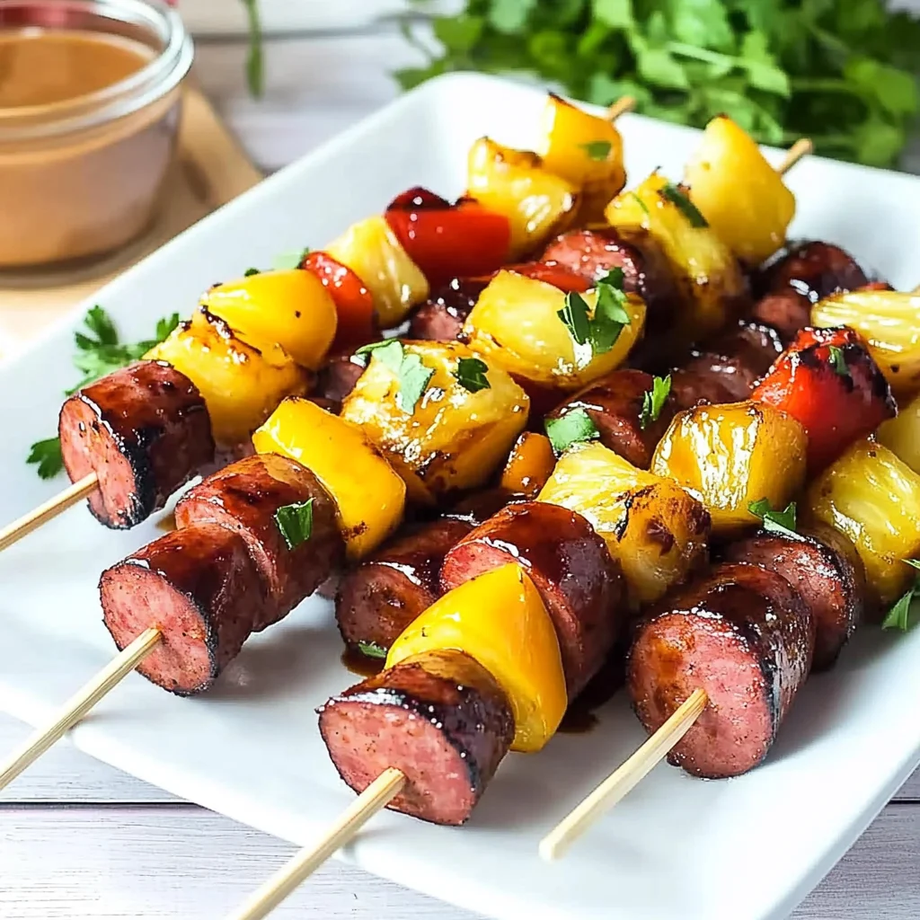 Grilled Kielbasa Kabobs with Balsamic Honey Glaze