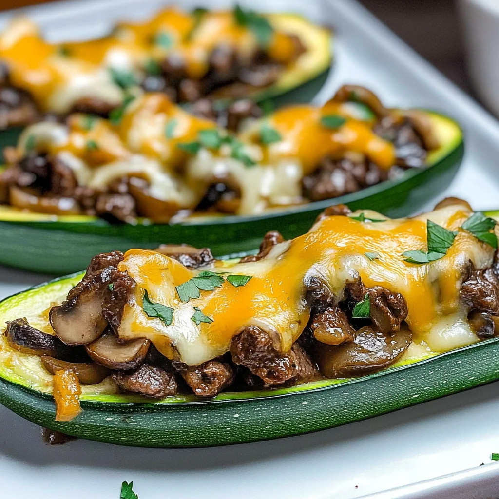 Philly Cheese Steak Zucchini Boats (Keto Recipe)