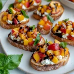 Quick Peach Bruschetta with Whipped Ricotta