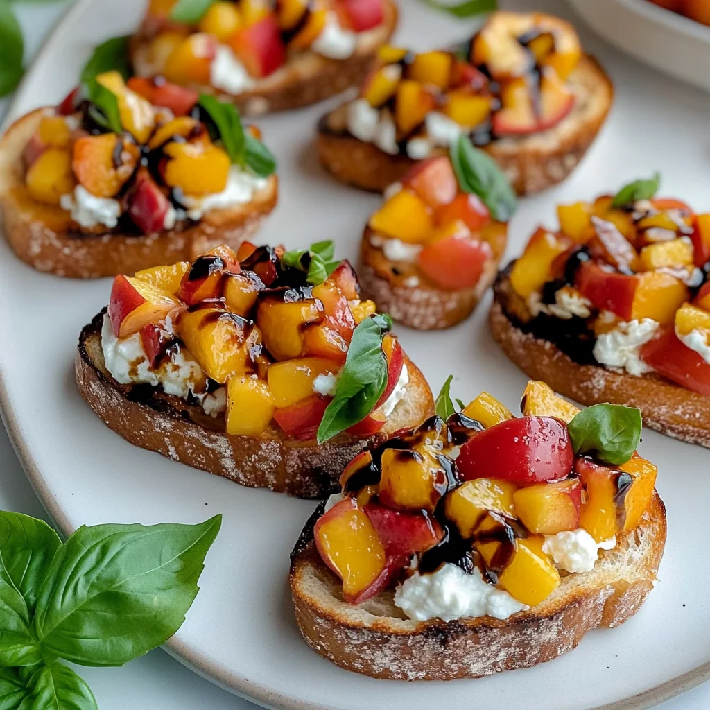 Quick Peach Bruschetta with Whipped Ricotta