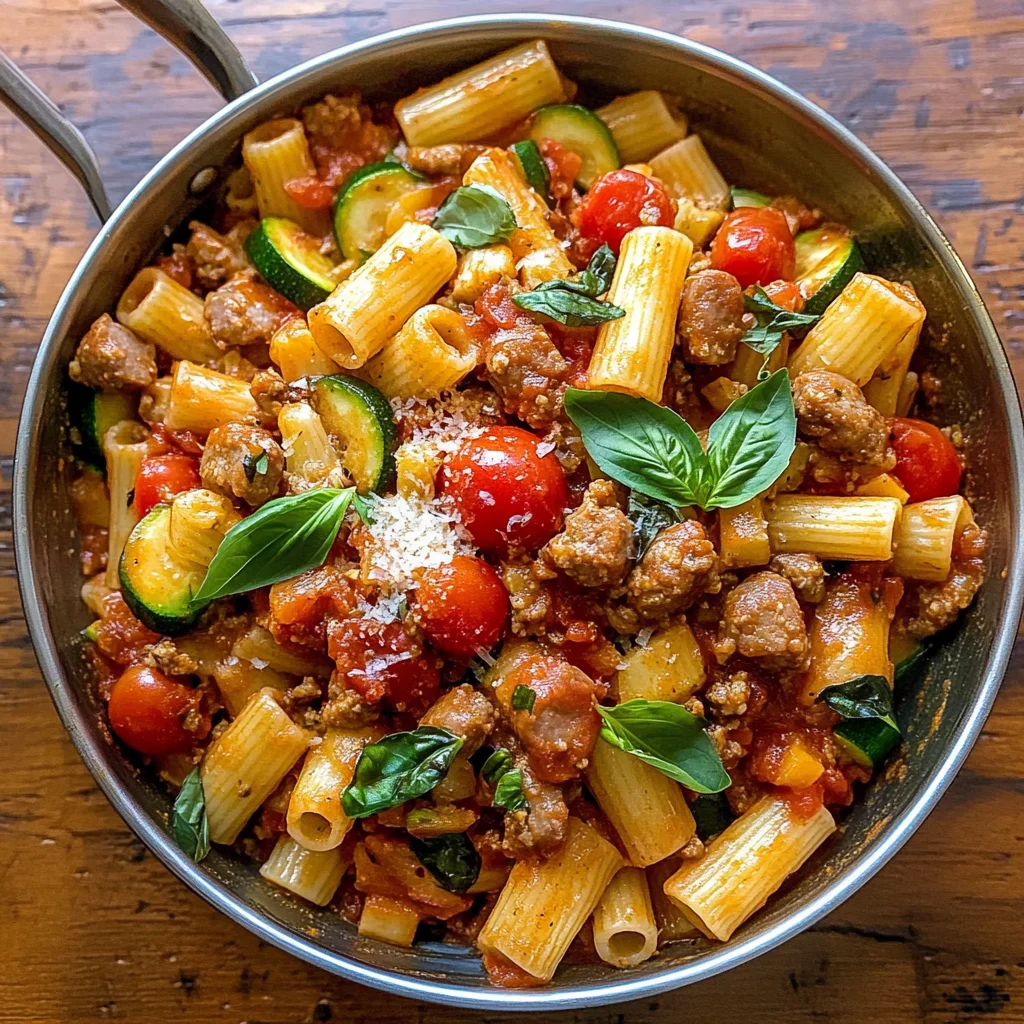 Rigatoni with Sausage, Tomatoes, and Zucchini
