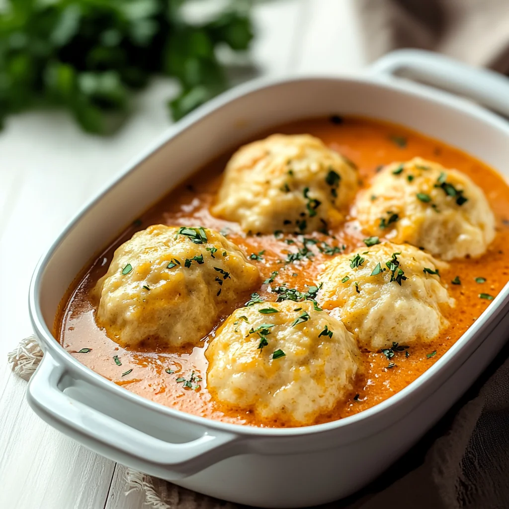 Best Tomato Soup with Cheddar Bay Dumplings