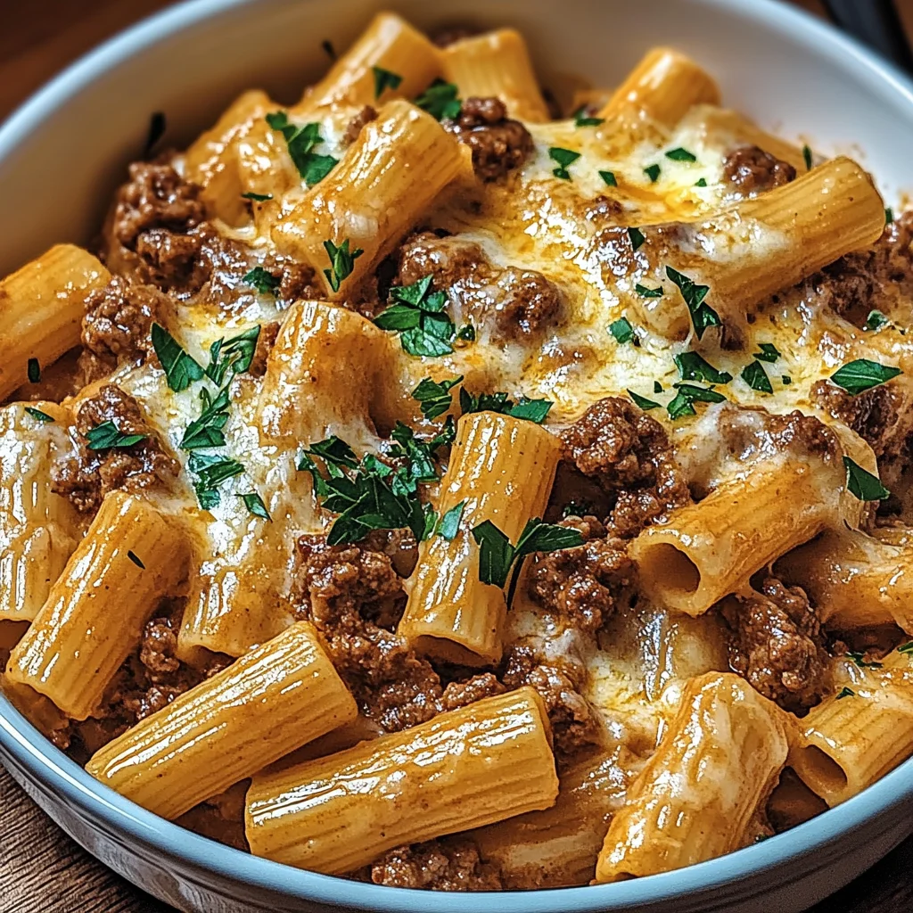 Creamy Parmesan Beef Rigatoni