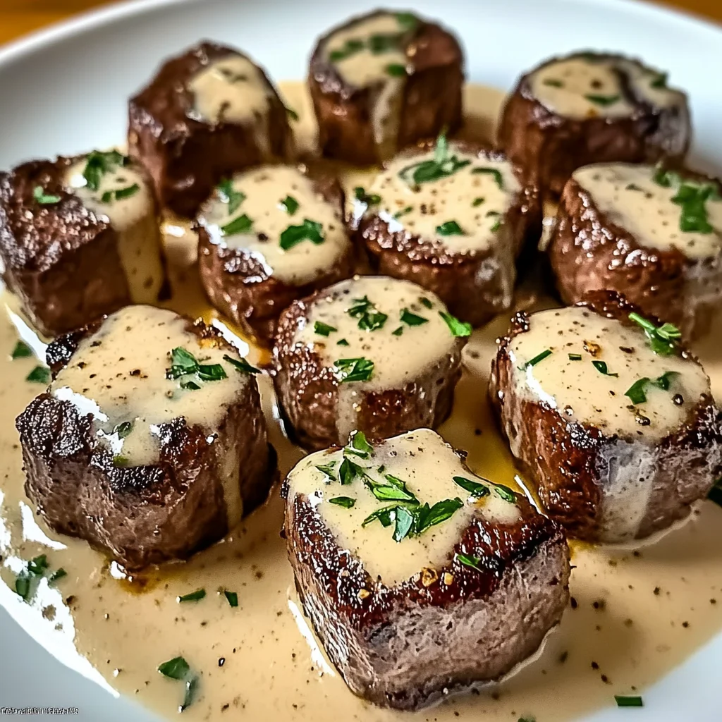 Garlic Butter Steak Bites with Parmesan Cream Sauce