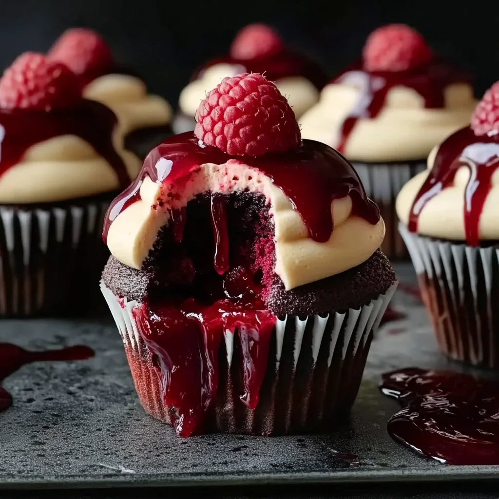 Halloween Vampire Bite Cupcakes