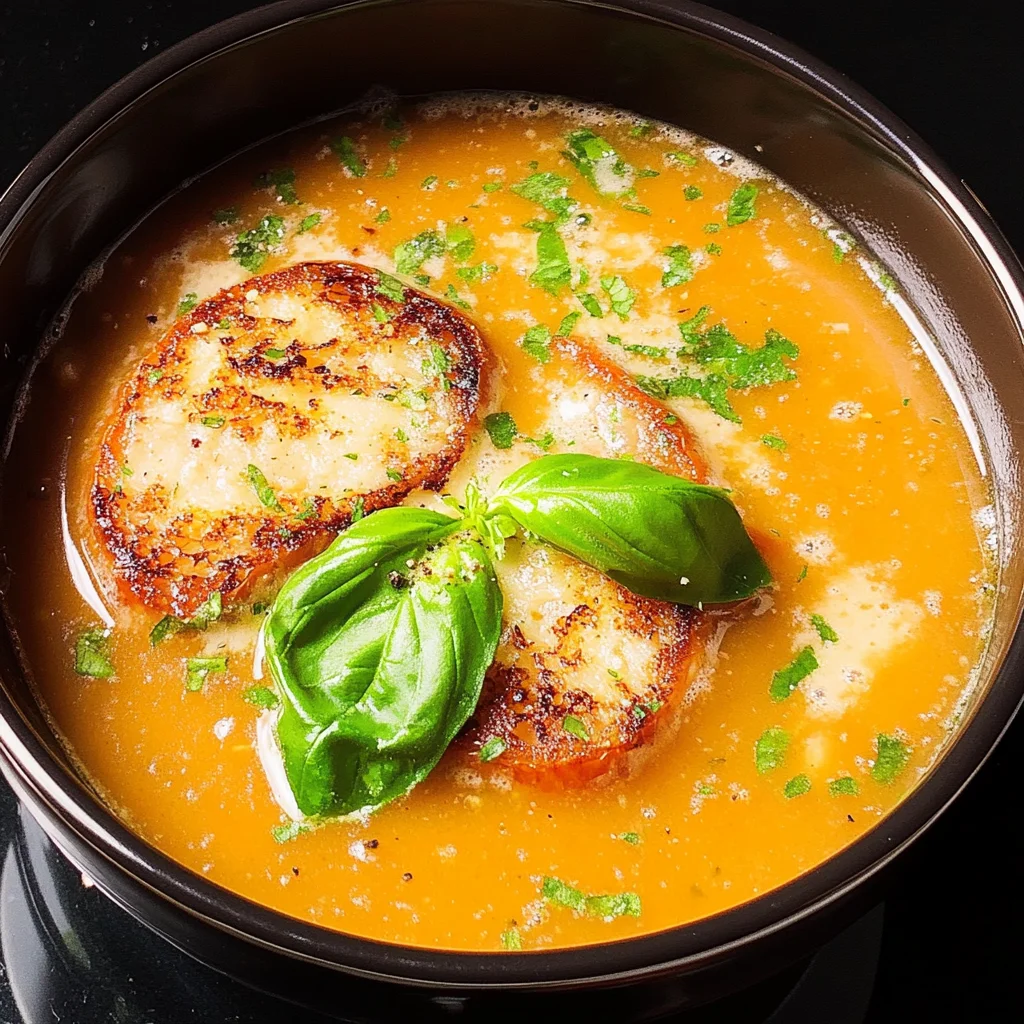 Tomato Soup with Roasted Garlic and Basil