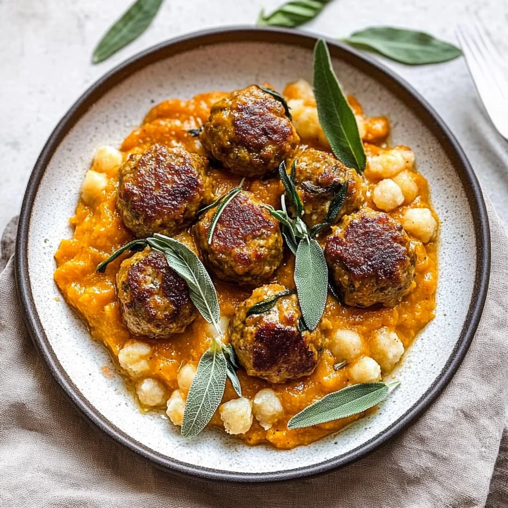 Turkey Meatballs in Pumpkin Sage Sauce