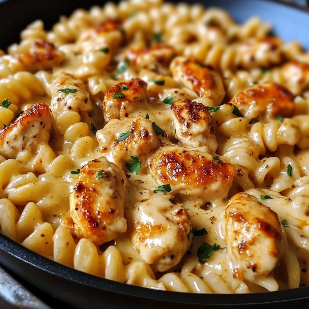 Cheesy Cajun Garlic Chicken Rotini Skillet Recipe