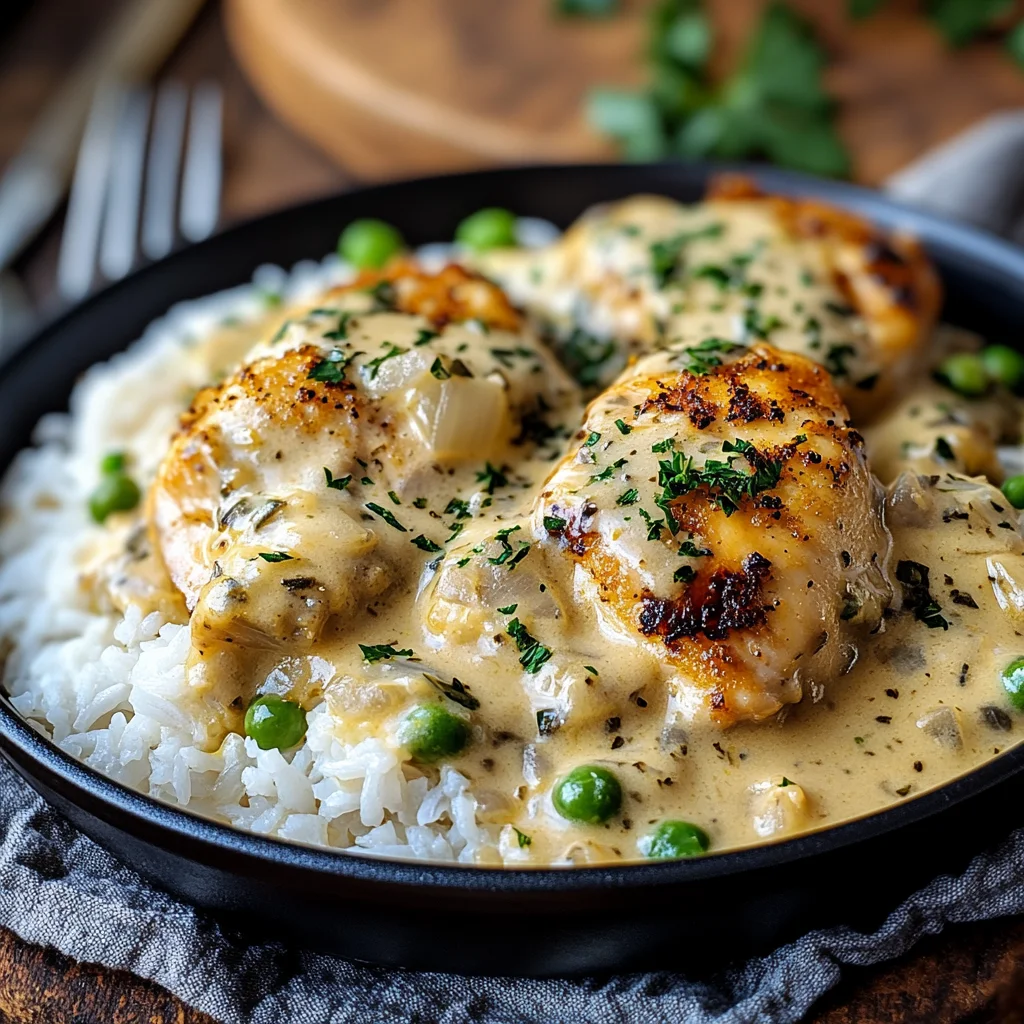 Creamy Smothered Chicken And Rice
