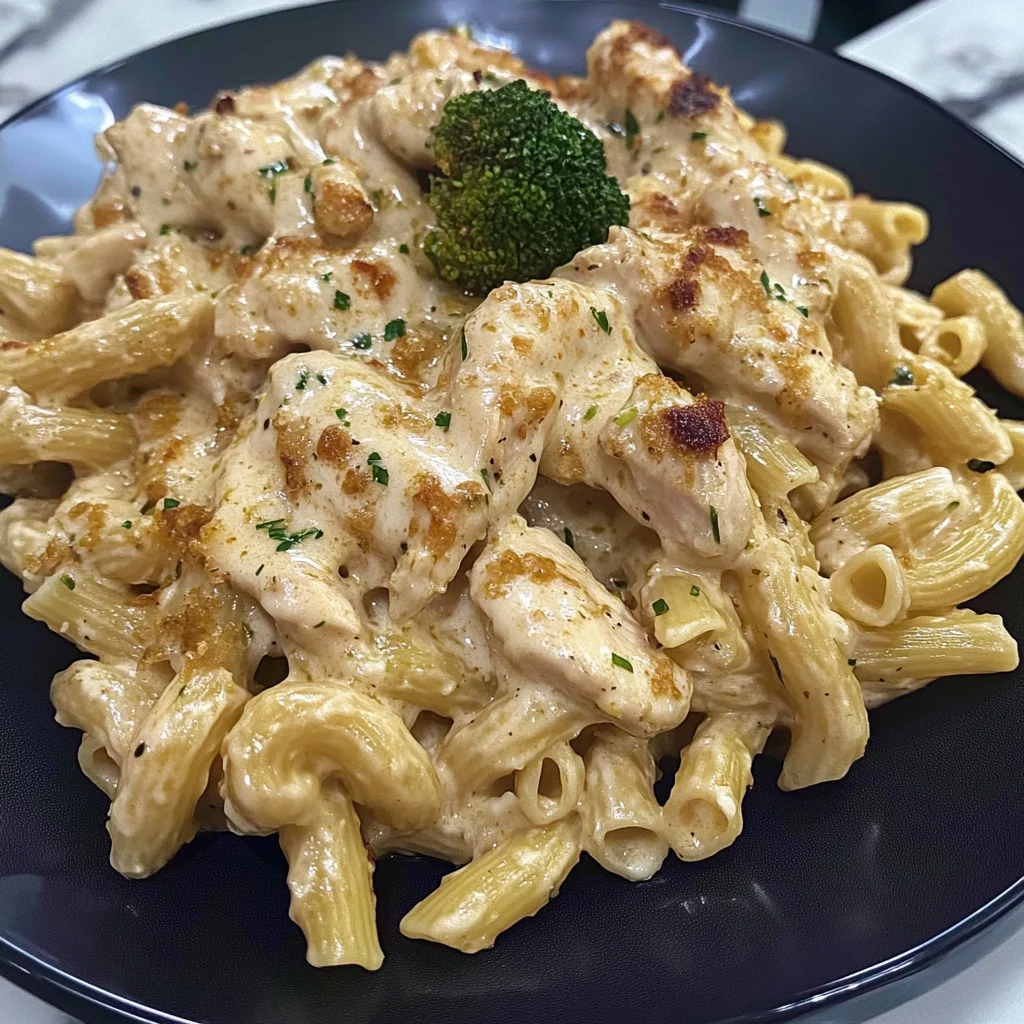 Crockpot Garlic Parmesan Chicken Pasta