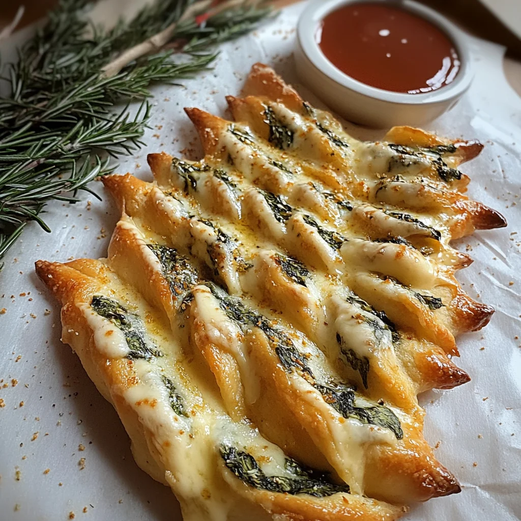 Christmas Tree Spinach & Cheese Breadsticks