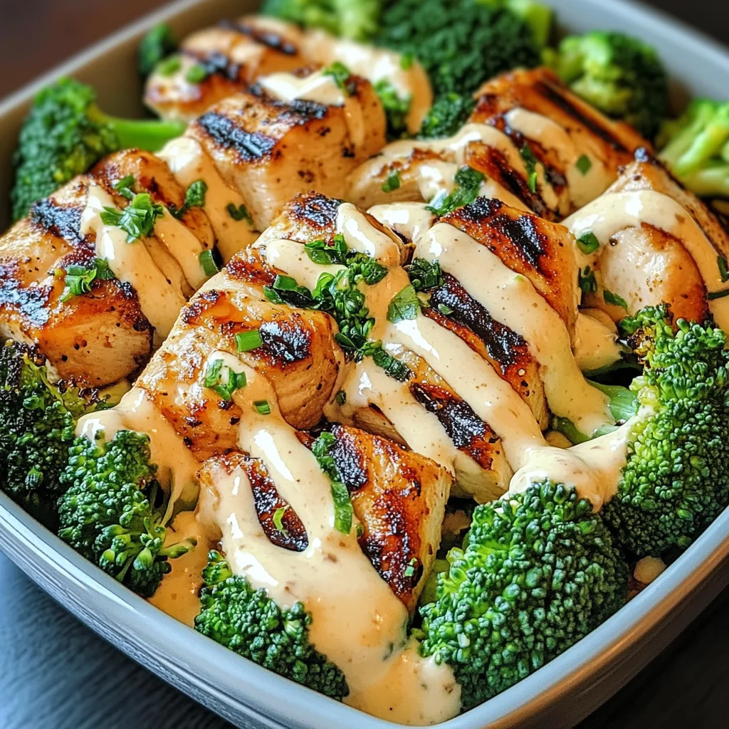 Grilled Chicken & Broccoli Bowls With Creamy Garlic Sauce Delight Your Taste Buds!