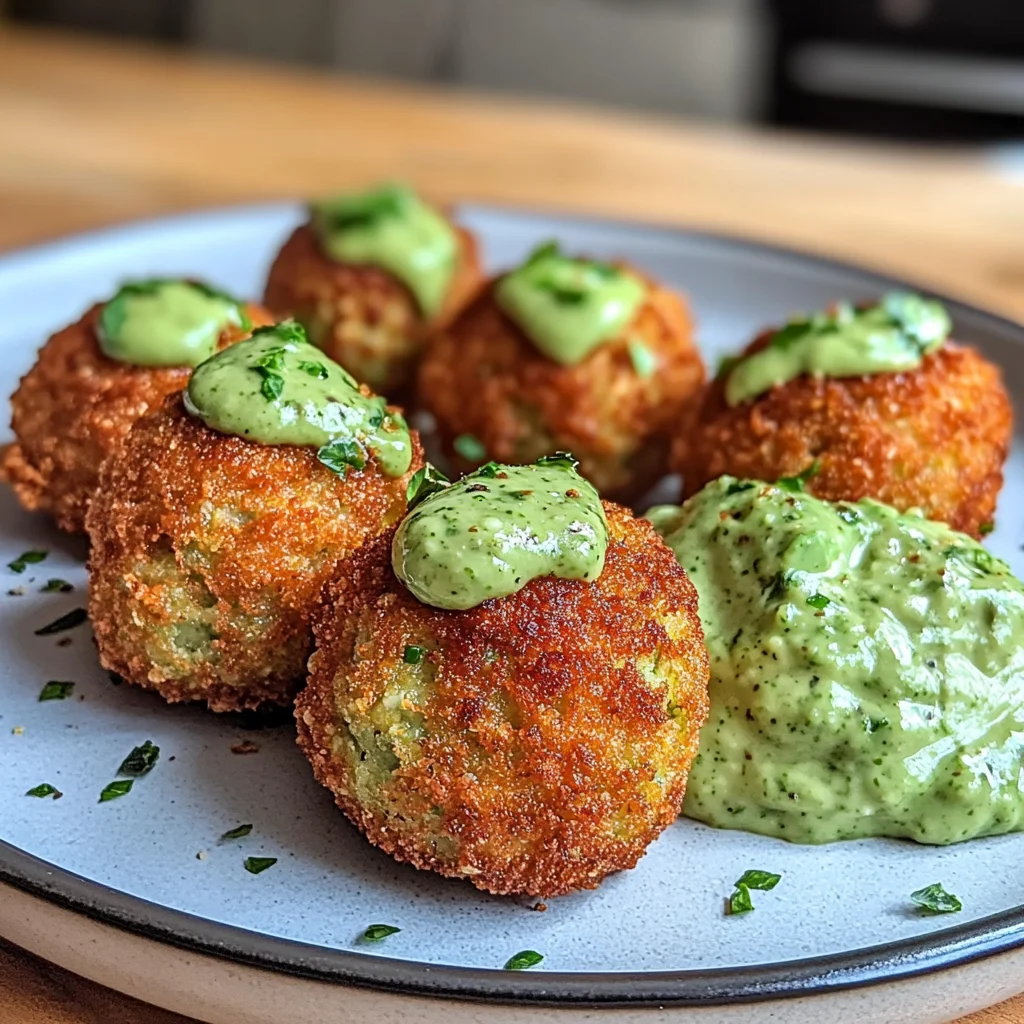 Salmon Balls with Creamy Avocado Sauce