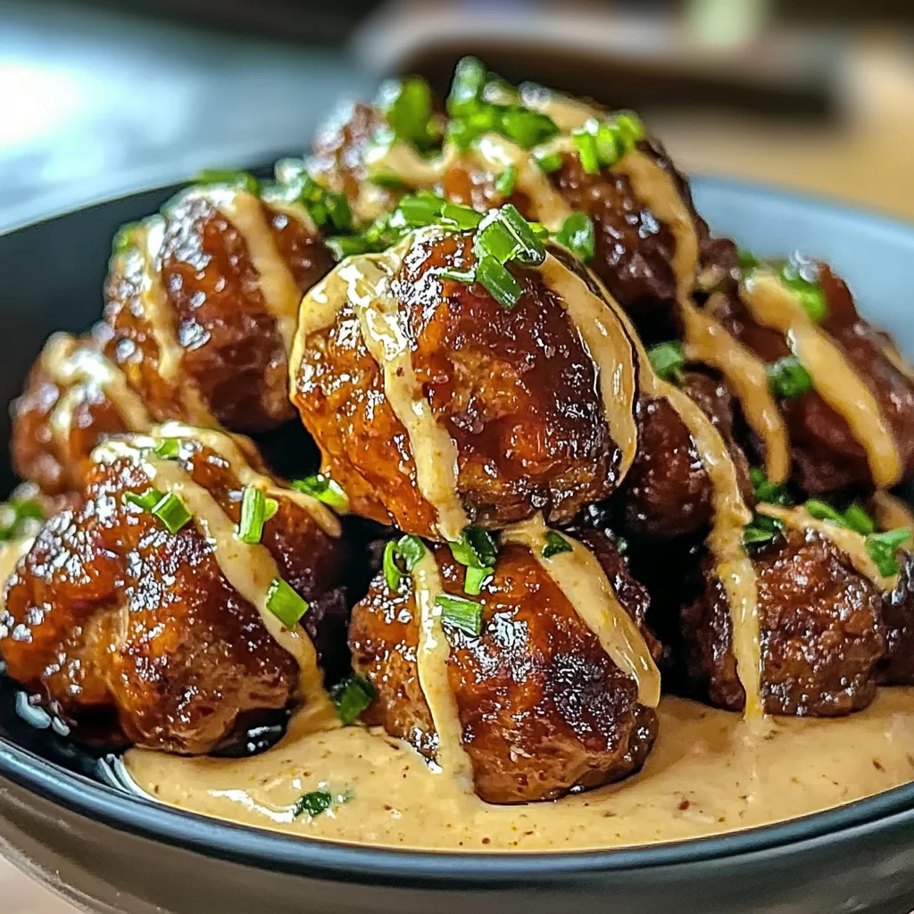 Tender Korean BBQ Meatballs with Spicy Mayo Dip